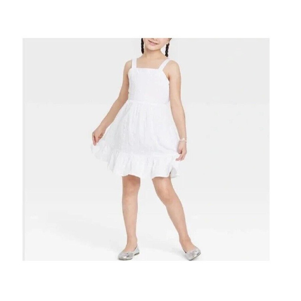 Girls' Tie-Back Sleeveless Woven Dress - Cat & Jack White Size XXL(18)